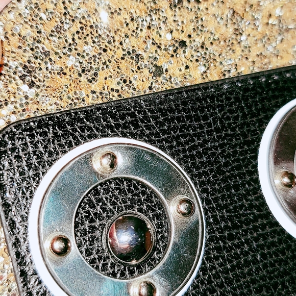 🤖HENRI BENDEL ROBOT GOLD GLITTER CENTENNIAL STRIPE BAG CHARM COIN PURSE♡♡NEW◇◇ - Picture 10 of 10